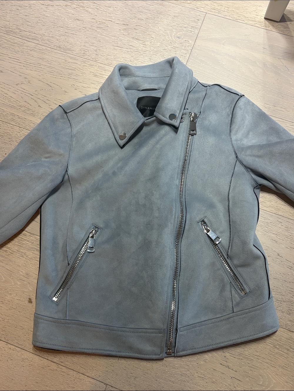Dynamite Suede Blue Moto Jacket